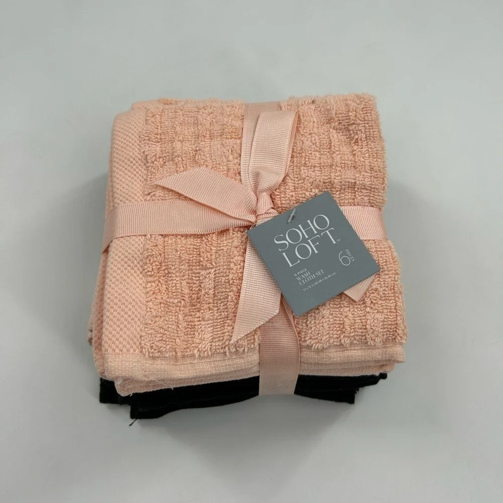 Soho Loft Pink and Black washcloth Set